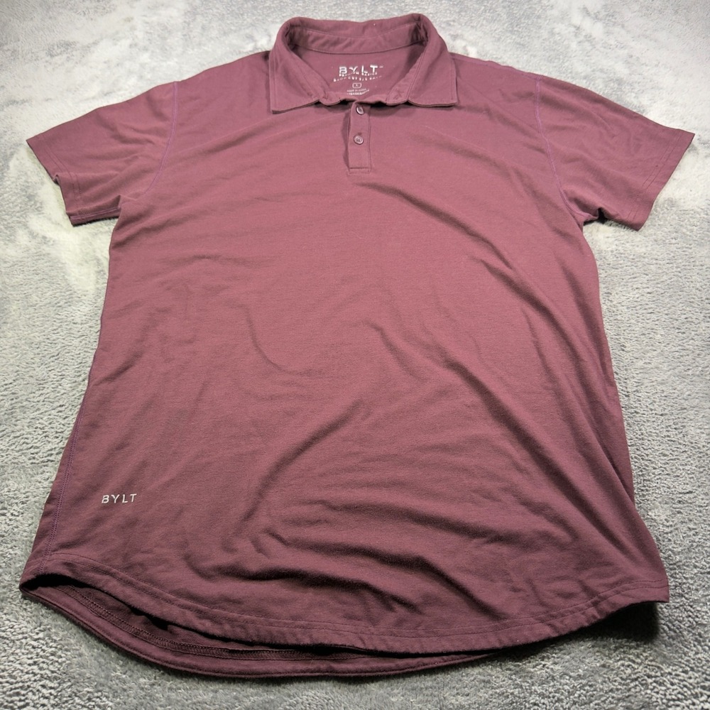 BYLT Premium Basics Mens Drop Cut Short Sleeve Polo Burgundy Large